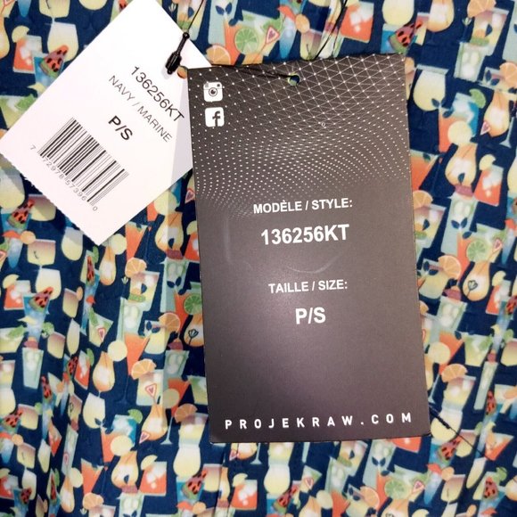 Projek Raw A-Fit Button down shirt  SMALL  Cocktail Print  Stretch  Wicking  NWT - Picture 9 of 11